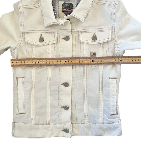 Vintage Carhartt White Denim Jean Jacket - Size Extra Small (XS) - Picture 3 of 13